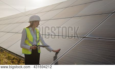 Female Ecological Engineer Uses Project Documents And Files And Collects Efficient Information About
