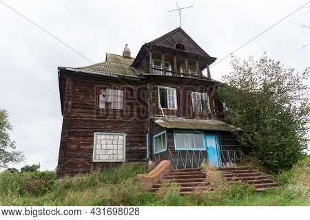 An Old Abandoned Three-storey Fully Wooden House