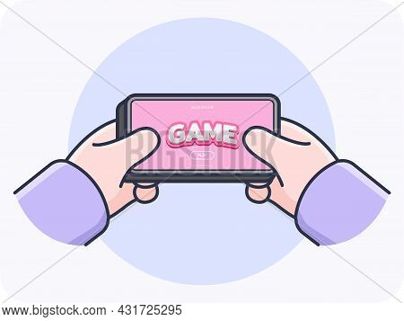 Hand Gestures Play Games On Smartphone, Emoji, Vector Design, Icon, Flat Design And Isolated.