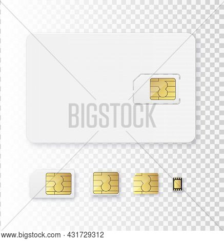 Sim Card Object Realistic Icon Vector. Simcard Isolated 3d Design Gsm.