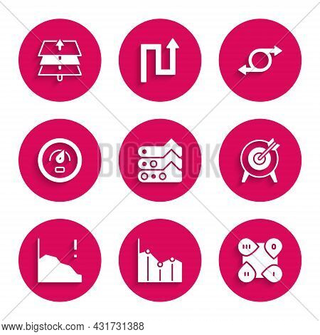 Set Graph, Chart, Diagram, Pie Infographic, Infographic Element, Target, Financial Growth Decrease, 