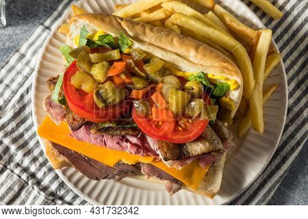 Homemade Chicago Jim Shoe Roast Beef Sandwich