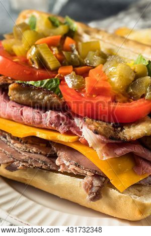 Homemade Chicago Jim Shoe Roast Beef Sandwich