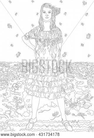 Mäda Primavesi (1903 2000) by Gustav Klimt: adult coloring page
