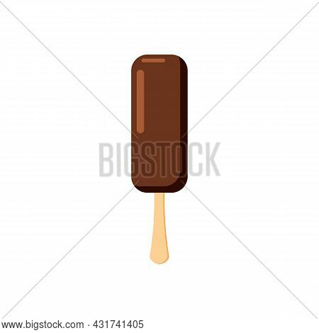 Chokolate Popsicle Ice Cream Dessert On Stick. Vector Illustration Cartoon