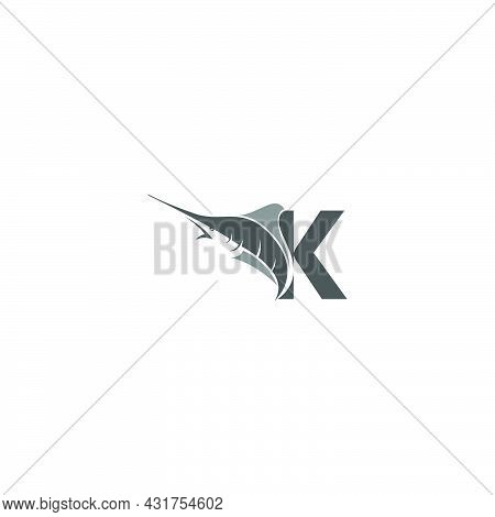 Letter K With Ocean Fish Icon Template Vector
