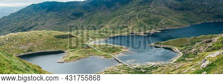 Beautiful Landscape Panorama Of Pyg Track Near Miners Track In Snowdonia National Park In North Wale