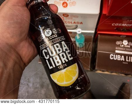 Belgrade, Serbia - August 14, 2021: Le Coq Cocktail Logo On A Ready To Drink Cuba Libre For Sale In 