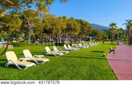 Beldibi, Kemer, Antalya, Turkey - May 11, 2021: The Territory Of The Rixos Beldibi Hotel