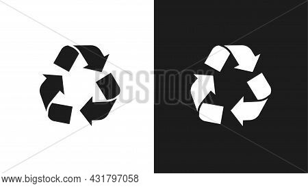 Recycling Icons Are Black And White. Garbage And Waste Recycling Concept. Vector Illustration