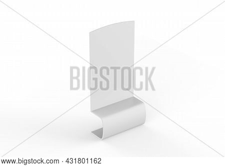 Curved Advertising Banner Stand Mockup On Isolated White Background, 3d Illustration