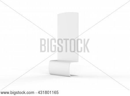 Curved Advertising Banner Stand Mockup On Isolated White Background, 3d Illustration