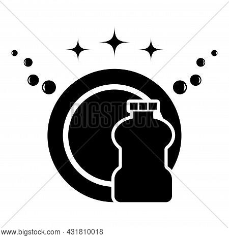 Concept Of Clean Dishes Scrubbing Icon Black Color Vector Illustration Flat Style Image