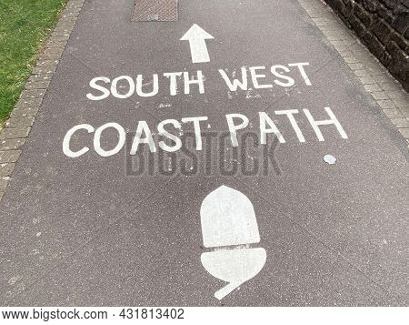 Minehead, Uk - August 2021: Sign For The South West Coast Path