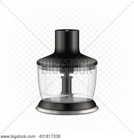 Food Processor Detail For Cut Nutrition Vector. Food Processor Container With Sharp Blade For Prepar