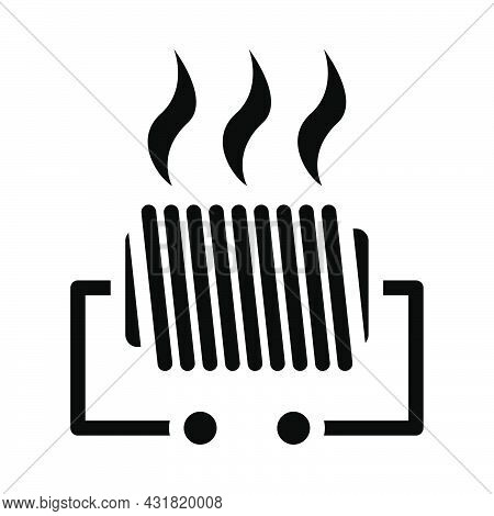 Electrical Heater Icon. Black Stencil Design. Vector Illustration.