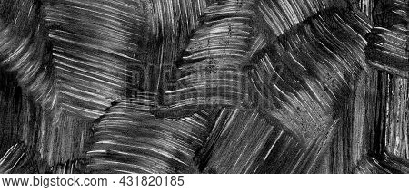 Abstract Black and white color acrylic and watercolor painting. Monoprint template. Canvas vintage grunge texture horizontal long background.
