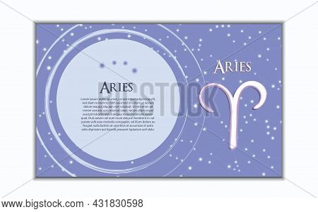 Horizontal Banner Of 12 Zodiac. Vector Illustration Of The Horoscope Of The Constellation. Template
