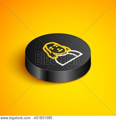 Isometric Line Benjamin Franklin Icon Isolated On Yellow Background. Black Circle Button. Vector