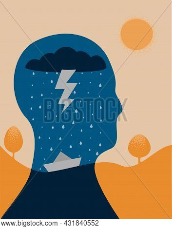 A Conceptual Illustration Of What Depression Feels Like. Vector Illustration.