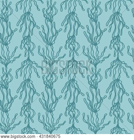Blue Green Algae Reef Ocean Repeat Pattern Vector Texture Print Background