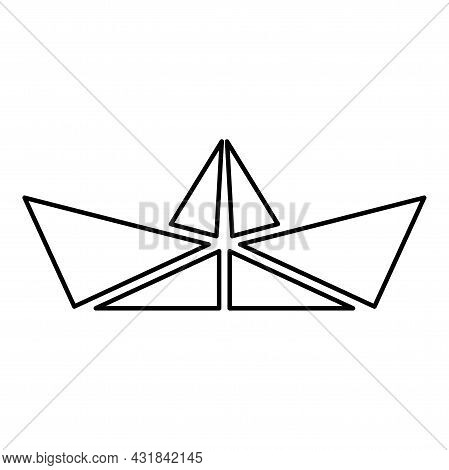 Paper Ship Boat Origami Contour Outline Icon Black Color Vector Illustration Flat Style Simple Image