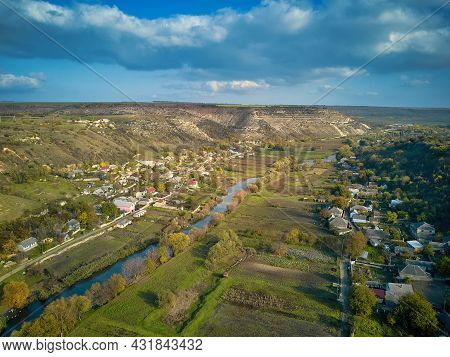Orheiul Vechi Hills And River Scenery In Moldova . Valley Of River Raut In Villages Butuceni And Tre