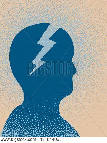 Person In Shock. Vector Illustrationan Illustration Of A Person In Shock As Illustrated By A Lightni