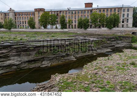 Waterfalls On The Narva River In Russia Near The Former Historic Flax Factory Of Baron A.l. Stieglit