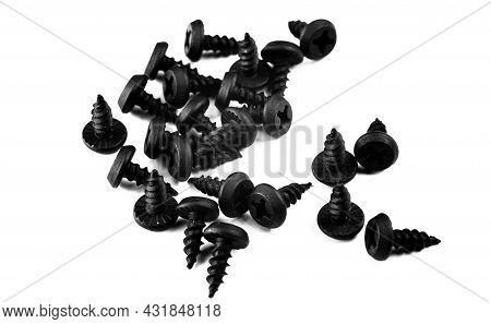Self-tapping Screws On A White Background.self-tapping Screws On A White Background