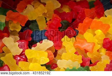A Sweet Temptation Made Up Of Gummy Bears And Other Shapes.