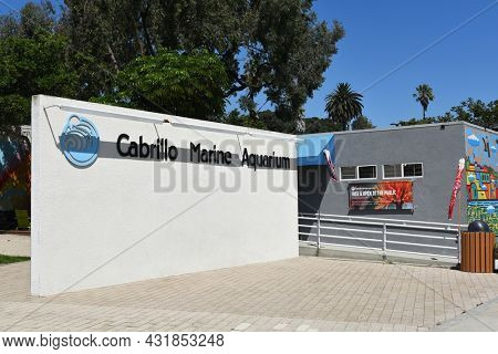 SAN PEDRO, CALIFORNIA - 27 AUG 2021: The Cabrillo Marine Aquarium features indoor and outdoor exhibit spaces, an auditorium and wet laboratories.