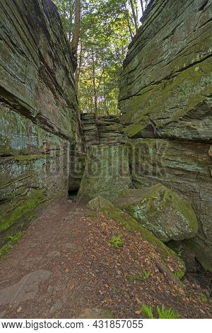 Box Canyon In A Quiet Forest In Cuyahoga Valley National Park; In Ohio