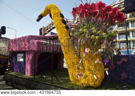 Sassenheim, Netherlands, 21 April 2018. Flower Parade, Bloemencorso In Sassenheim, Netherlands.