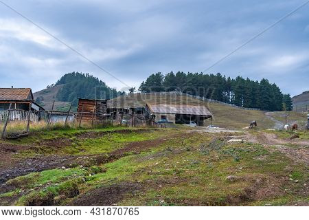 Mountain Village Omalo In Tusheti Nature Reserve. Georgia