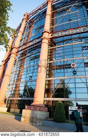 Dublin, Ireland - August 9 2017; Old Gasworks Circular Building Now Regenerated And Developed Into M