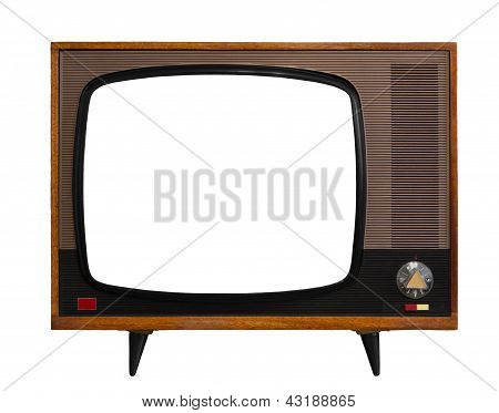 Vintage Tv With Isolated Screen