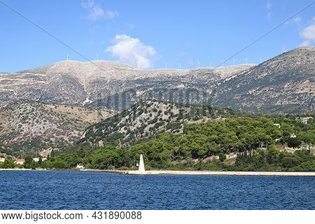 The View Across Argostoli Bay Towards De Bosset Bridge On The Greek Island Of Kefalonia.  Beside The