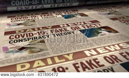 Covid-19 Pandemic News Fake Or Fact Retro Newspaper Illustration