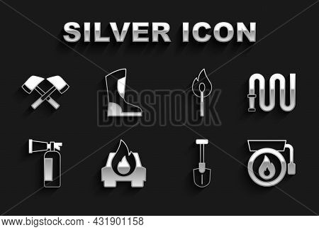 Set Burning Car, Fire Hose Reel, Ringing Alarm Bell, Shovel, Extinguisher, Match With Fire, Firefigh