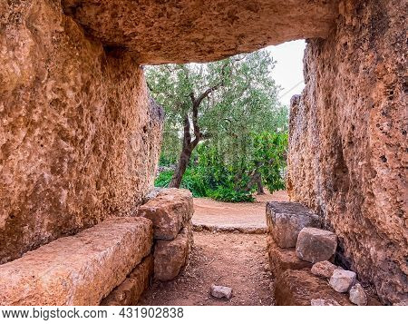 View Of The Mysterious Archaeological Site Of The Montalbano Dolmen In Apulia, South Italy