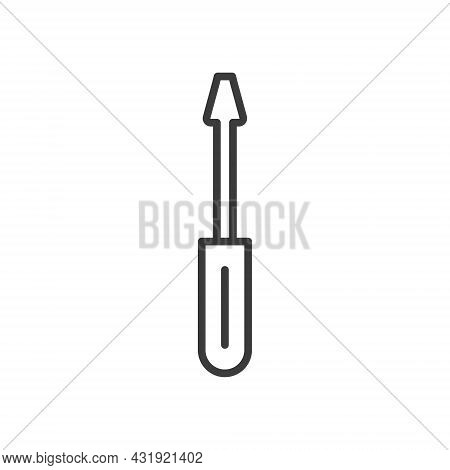 Screw Driver Line Icon. Repair Outline Pictogram. Vector Isolated On White