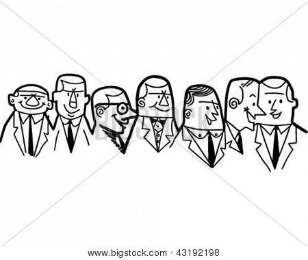 Csoport üzletember - Retro ClipArt ábra