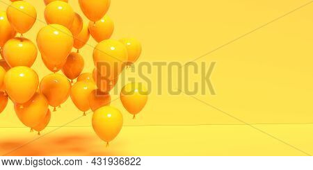 Floating Balloons On A Colored Background - 3d Render