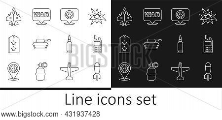 Set Line Rocket Launcher, Walkie Talkie, Location Peace, Military Tank, Rank, Jet Fighter, Bullet An