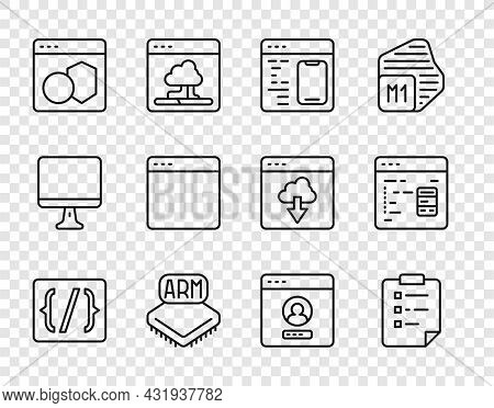 Set Line Programming Language Syntax, Clipboard With Checklist, Software, Processor, Browser Window,