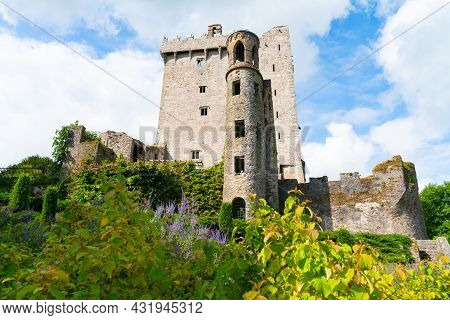 East Wall And Tower Of Medieval Castle Known As Blarney Castle In County Cork, Ireland.
