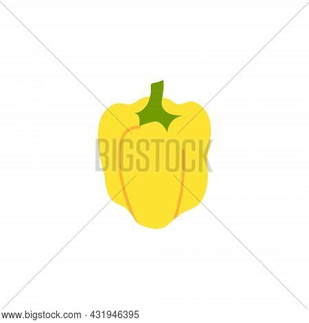 Cartoon Bulgarian Yellow Pepper Isolated. Vector Stock Illustration Of Sweet Pepper. Vegetarian Food