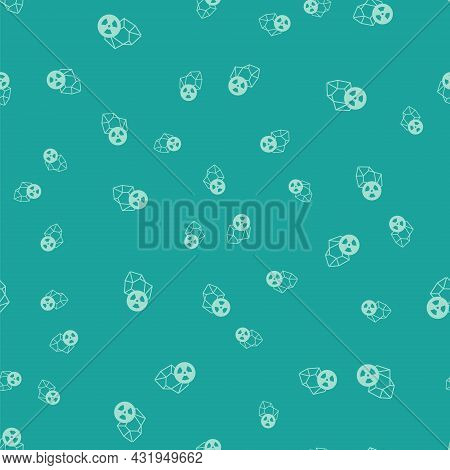 Green Radioactive Icon Isolated Seamless Pattern On Green Background. Radioactive Toxic Symbol. Radi