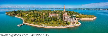 Aerial View Of The Plagued Ghost Island Of Poveglia In Venice